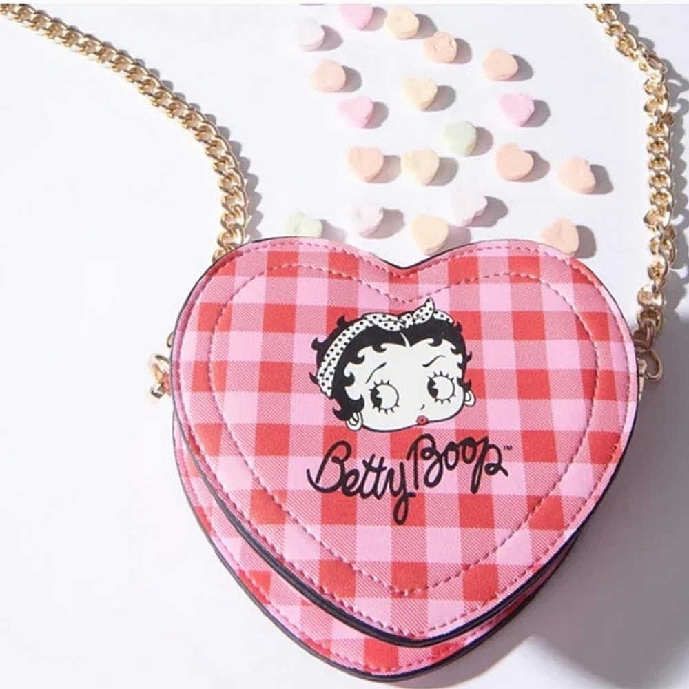 Unique Vintage Pink Checkered Betty Boop Crossbody Bag